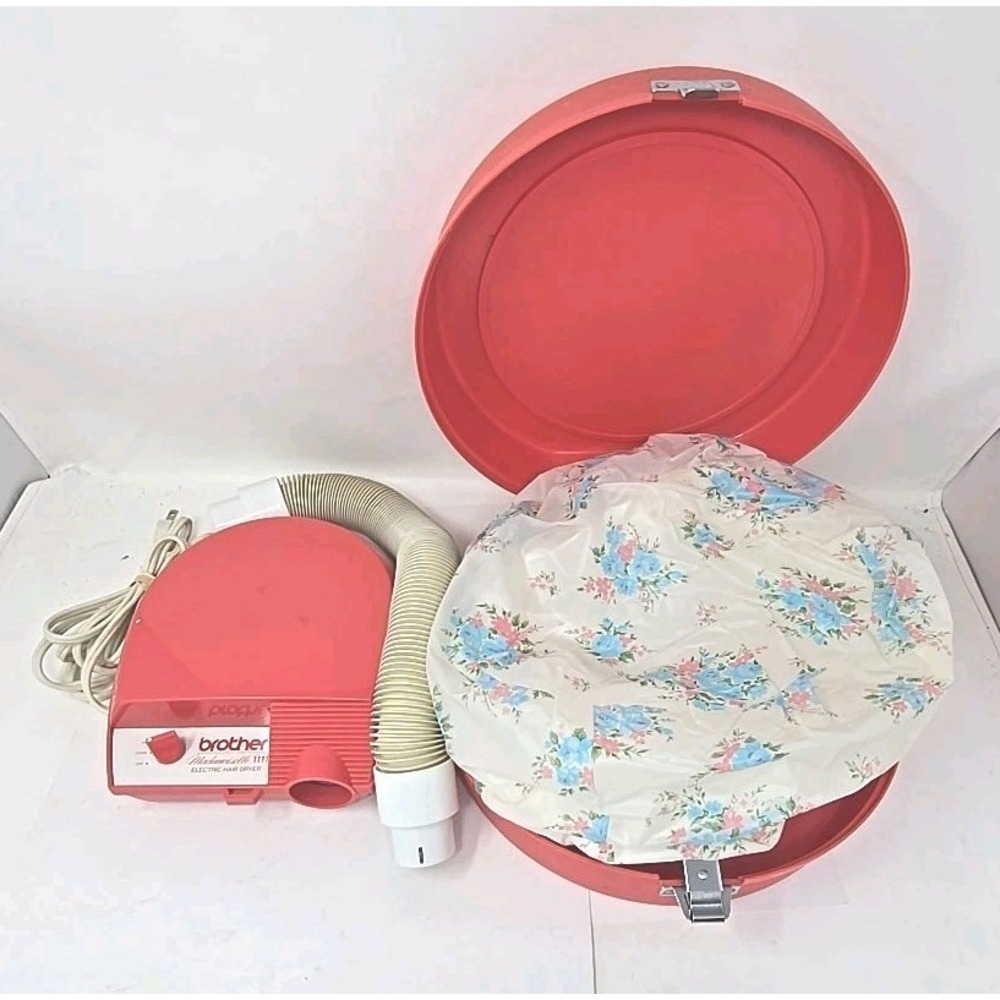 Vintage 70s Brother Mademoiselle 1111 Electric Bonnet Hair Dryer w/ Case Japan
